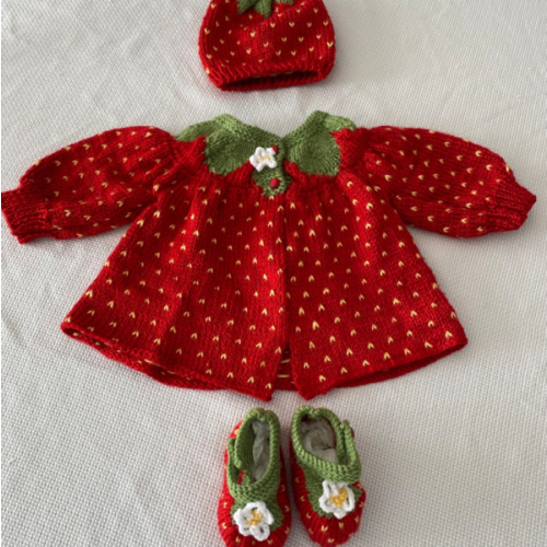 Strawberry baby sweater, booties, and hat | MakerPlace by Michaels