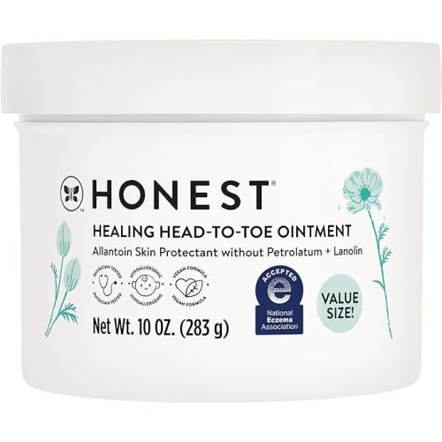 The Honest Company Head to Toe Multi-Purpose Healing Ointment | Gentle for Baby | Hypoallergenic, Vegan, Allantoin-Powered | Value Size, 10 oz - Value Size Healing Ointment, 10 oz
