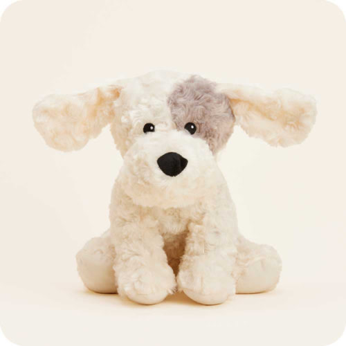 White Gray Curly Dog Warmies | Microwavable White Gray Curly Dog Warmies Stuffed Animal | Warmies USA