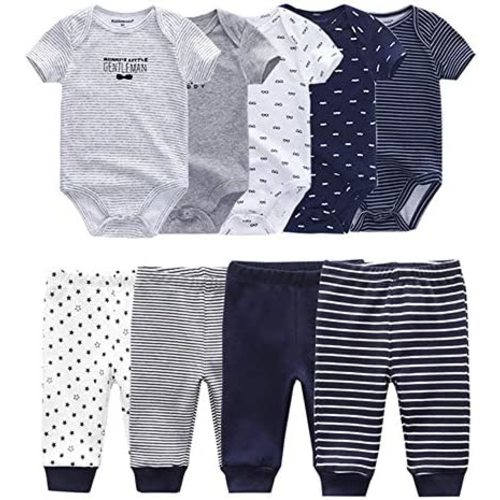 Baby Layette Set Baby Boys' 9-Piece Bodysuits Pants Set Toddler Girl Boy Unisex Baby Gift Sets