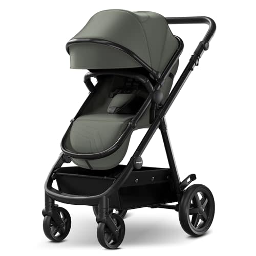 Mompush Meteor2 Baby Stroller 2-in-1 with Bassinet Mode, Compatible with Infant Car Seat Adapter Included, Full-Size Bassinet Strollers for Family Outings