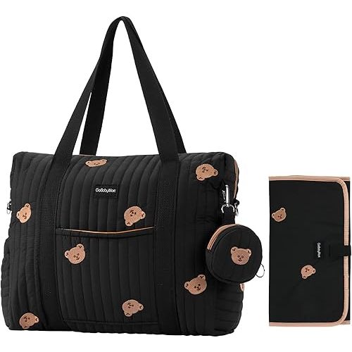 Diaper Bag Tote with Changing Pad, Baby Bag Organizer for Mom & Dad, Nappy Tote with Stroller Straps