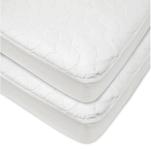 American Baby Company Waterproof Fitted Quilted Crib and Toddler Protective Pad Cover, White (Pack of 2), for Boys and Girls - 2 Count