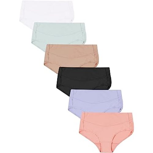 Hanes Women's Smoothing Microfiber No-Show Panties Pack, Moisture-Wicking, 6-Pack (Colors May Vary)