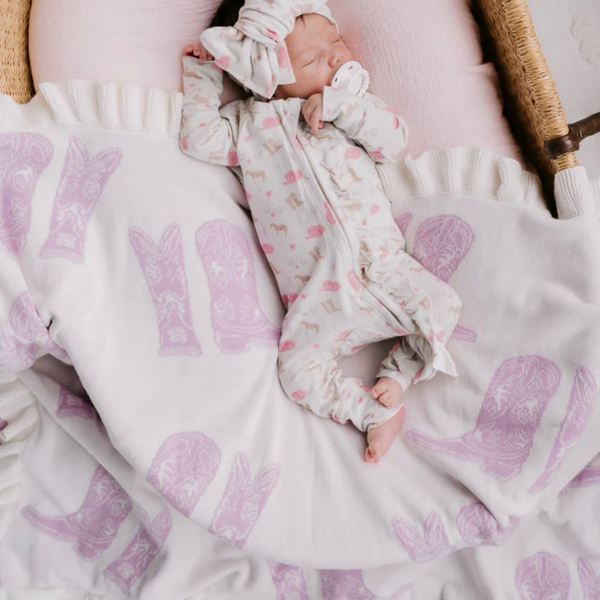 Knit Blanket | Lilac Cowgirl Boots – Little and Fern