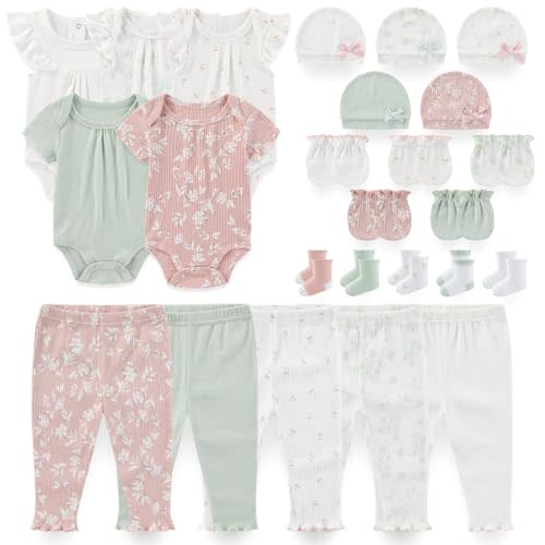 Newborn Baby Layette Essentials Giftset Clothing Set Short-Sleeve Bodysuit and Long Pants