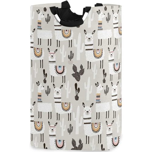 visesunny Llama Cactus Large Capacity Laundry Hamper Basket Water-Resistant Oxford Cloth Storage Baskets for Bedroom, Bathroom, Dorm, Kids Room