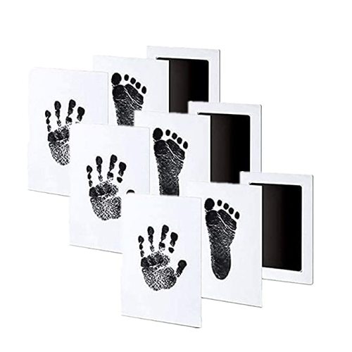 3 Pack Premium No-Mess Ink Baby Footprint & Handprint Ink Pad Safe and Non-Toxic Ink Perfect New Baby (Black)