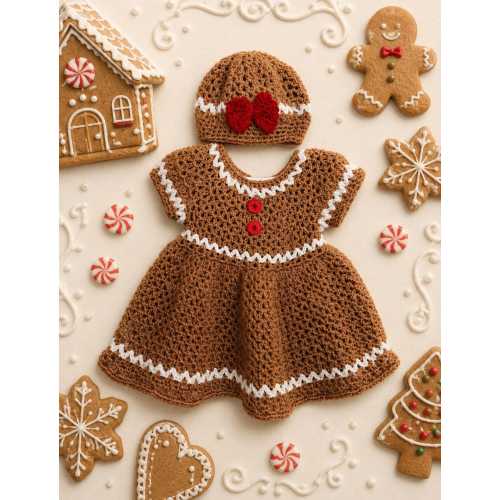 BABY GIRL CHRISTMAS| gingerbread dress and hat | baby Christmas dress