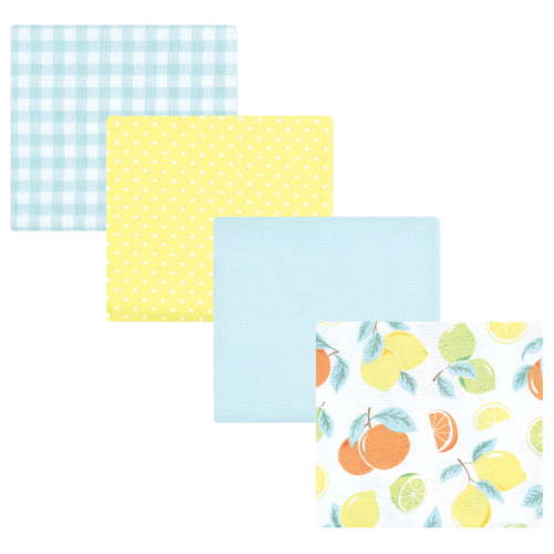 Hudson Baby Infant Girl Cotton Poly Flannel Receiving Blankets, Citrus Mint, One Size