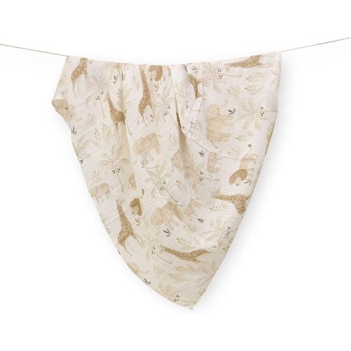Crane Baby 100% Cotton Muslin Swaddle Blankets, Kendi Safari Animal, Set of 2, 47" x 47", Swaddles for Newborns, Baby Muslin Swaddle Blanket, for Boys & Girls