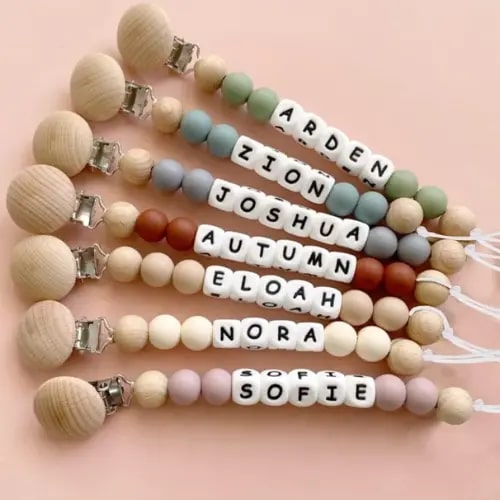 Personalized Pacifier Clip with Name, Customized Pacifier Clip Monogram Silicone Chain for Baby Girl Boys