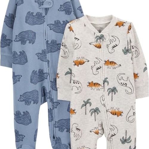 Simple Joys by Carter's Baby Boys' 2-Pack 2-Way Zip Cotton Footed Sleep and Play