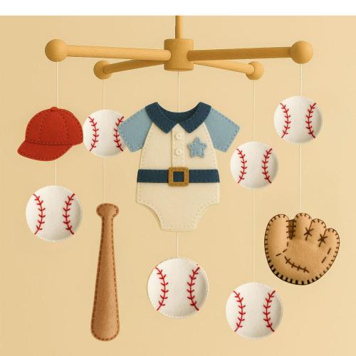 Baseball Baby Boy Mobile,Sports Team Nursery Decor,Baseball ,Sport Nursery, Baby Shower Gift,felt Baseball Mobile