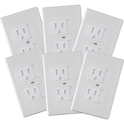 6-Pack Safety Innovations Self-Closing Outlet Covers (For Center Screw Outlets Only) - An Alternative To Wall Socket Plugs for Child Proofing Outlets, (1-Screw), (White)