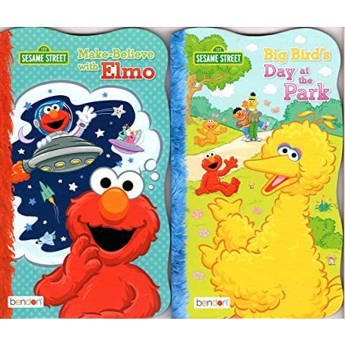 Sesame Street Make - Believe with Elmo and Big Birds Day at the Park - Children's Board Book (Set of 2 Books)