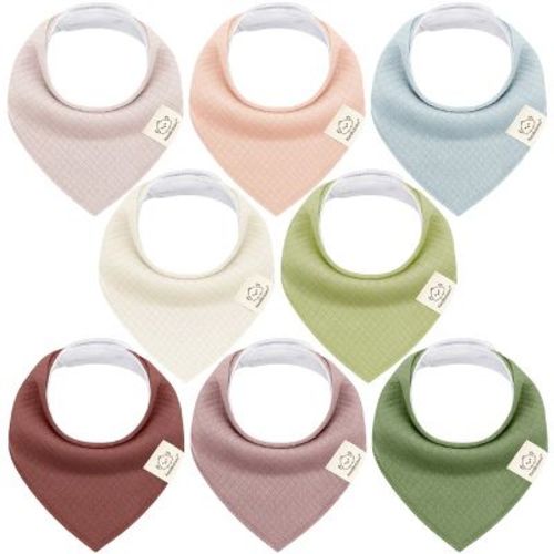 8pk Organic Quin Bandana Bibs, Baby Bibs For Drooling And Teething, Cotton Drool Bibs For Baby Girl, Baby Boy (moor)