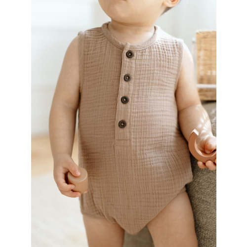 Bowie Muslin Bubble Romper - Truffle - 6-12M