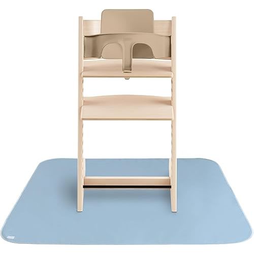 mushie Baby Splat Mat 42.5x42.5 Inch (Tradewinds) | Water Resistant for Under High Chair and Infant Play