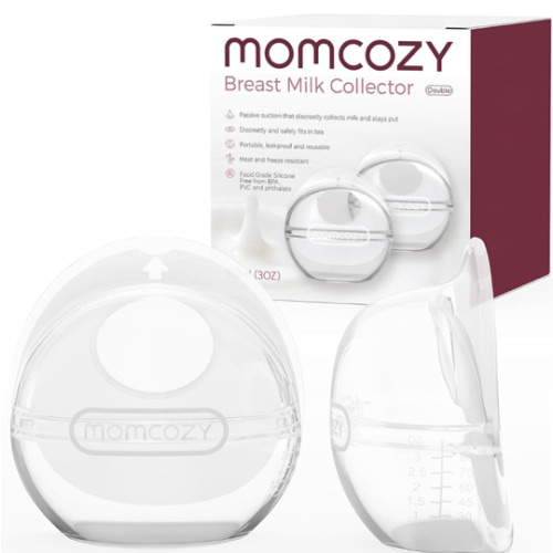 Momcozy Breast Milk Collector, Milk Collectors for Breastfeeding, Reusable Breast Milk Shells, Silicone Catcher with More Fit & Soft (3oz/90ml, 2 Counts)