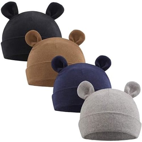 PESAAT Newborn Hospital Hat 0-12Months Preemie Boys Girls Beanie Solid Infant Baby Hats Autumn Winter