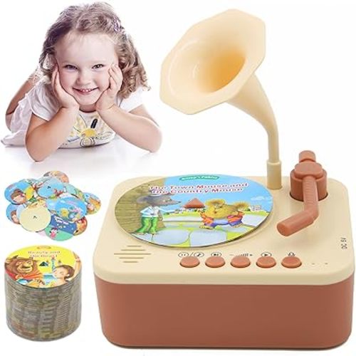 Kids Phonograph with 99 Cards, Toddler Record Player, Story & Music Player, Kids Music Player, Educational Phonograph for Boys and Girls Age 3+, Toddler Toys for Early Learning