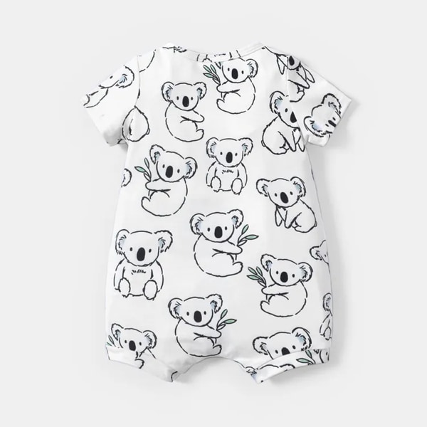 Baby Boy/Girl Grey Striped or Allover Bear Print Naia Short-sleeve Romper