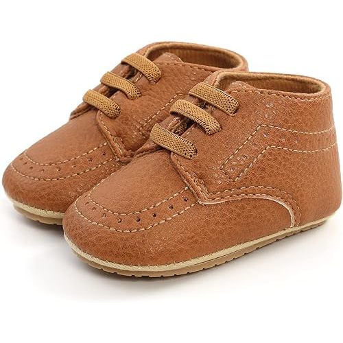 ohsofy Infant Baby Boy Oxford Shoes PU Leather Loafers Rubber and Soft Sole Wedding Dress Shoes Toddler Girl Baby Walking Shoes