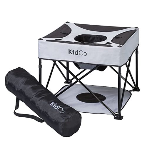 KidCo GoPod Adjustable Height Travel Baby Activity Center - Standing Baby Activity Center with Cupholder and Travel Bag, Midnight