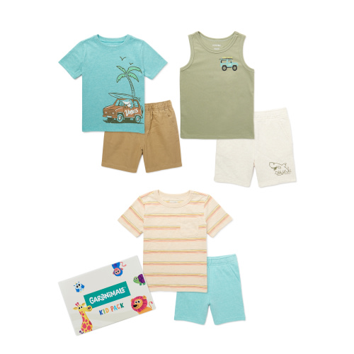Garanimals Toddler Boys’ Mix and Match Outfits Kid-Pack, 6-Piece, Sizes 18M-5T
