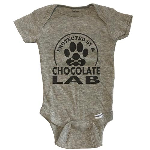 Protected by A Chocolate Lab Funny Baby Bodysuit (100% Cotton)