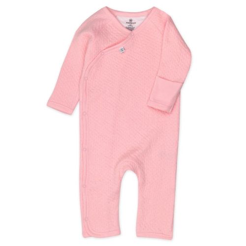 Organic Cotton Matelassé Side-snap Coverall Strawberry Cream 6-9m