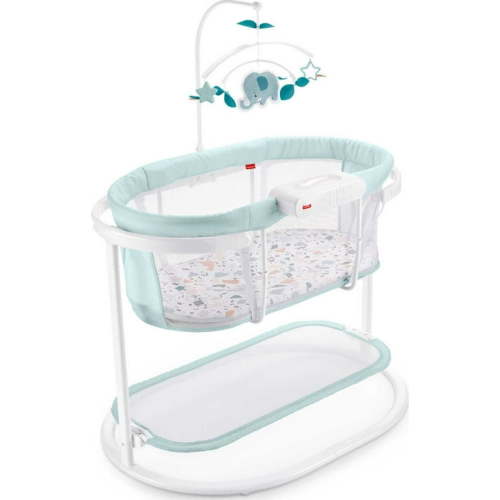 Fisher-Price Soothing Motions Bassinet for Infants with Lights Music & Vibrations, Pacific Pebble