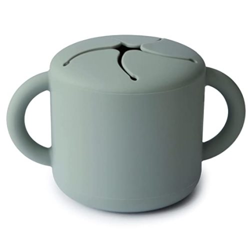 mushie Silicone Snack Cup | Spill Proof Food Container for Toddler and Baby (Cambridge Blue)