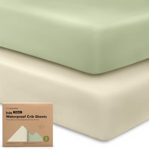 2-Pack Waterproof Crib Sheets for Boys, Girls - Viscose Derived from Bamboo Crib Sheets Neutral, Crib Mattress Protector Sheet, Soft Toddler Bed Sheets, Fitted Baby Crib Sheets Girl, Boy (Avocado)