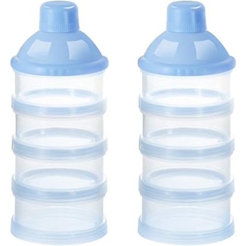 Accmor Formula Dispenser On The Go, 4 Compartments Stackable Formula Container for Travel, Baby Milk Powder Kids Snack Container, BPA Free