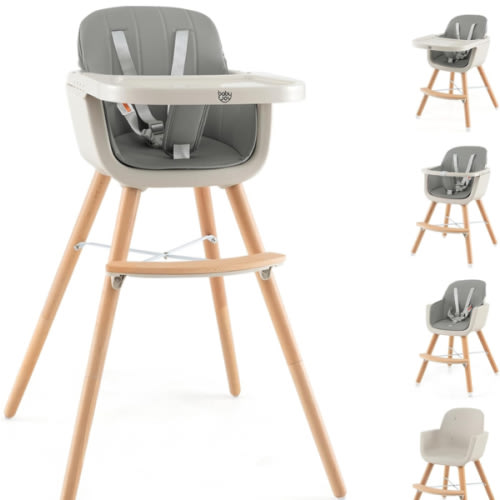 Amazon.com : BABY JOY Convertible Baby High Chair, 3 in 1 Wooden Highchair/Booster/Chair with Removable Tray, Adjustable Legs, 5-Point Harness, PU Cushion and Footrest for Baby, Infants, Toddlers (Gray) : Baby