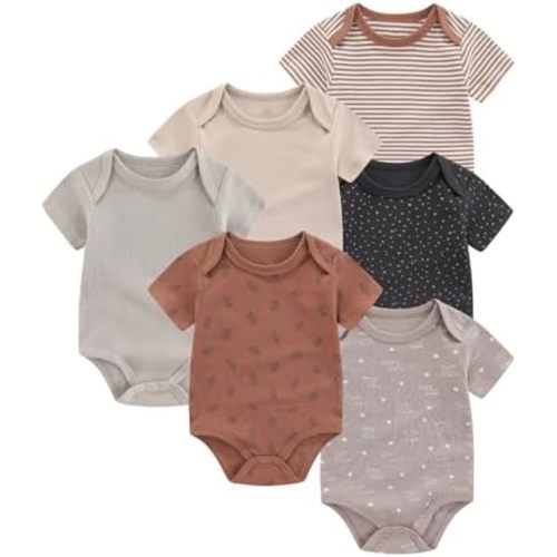 6 Pack Unisex Baby Boy Girl Romper 0-12months Infant Short Sleeve Bodysuit New Born Soft Cotton One-Piece Clothes