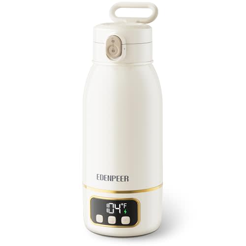 EDENPEER Portable Milk Warmer for Travel, Cordless Bottle Warmer,Instant Breastmilk, Formula, Water, Milk Warmer with 17 Ounces Big Capacity& Extended Battery Life, Super Fast Charging