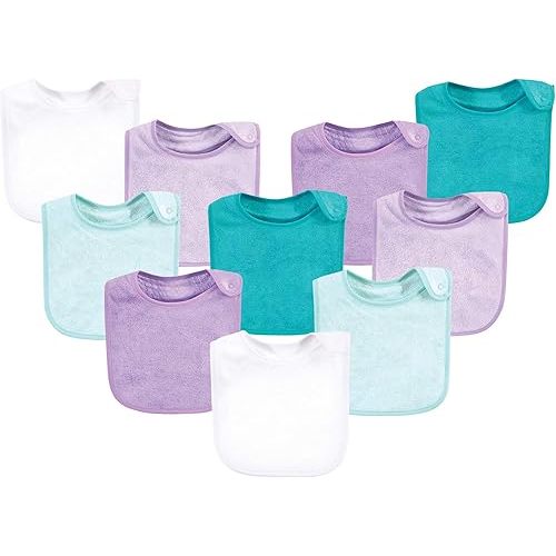 Hudson Baby Unisex Baby Rayon from Bamboo Terry Bibs, Purple Mint, One Size