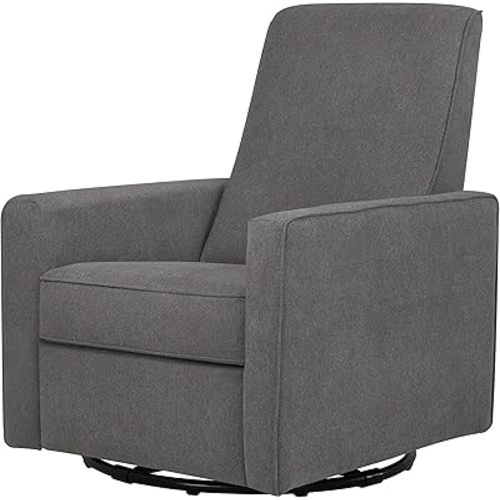 DaVinci Piper Upholstered Recliner and Swivel Glider in Dark Grey, Greenguard Gold & CertiPUR-US Certified