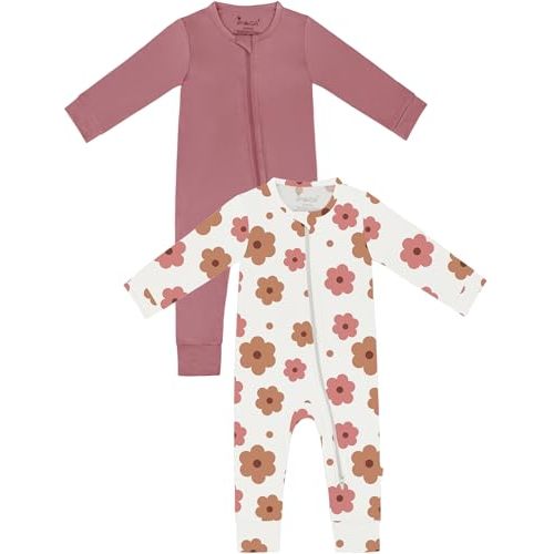 Jimonda Baby Romper Boys Girls Bamboo Pajamas 2-Way Zipper Footless Unisex Long Sleeve Sleepers Sleep and Play 0-24 Months
