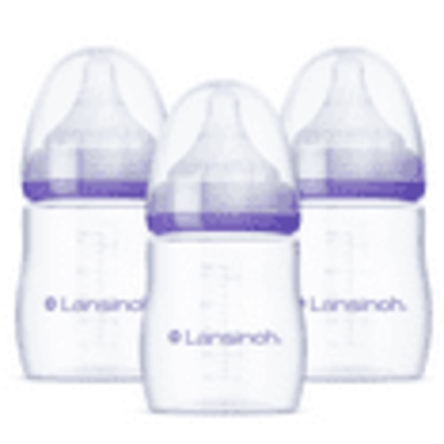 Lansinoh Anti-Colic Baby Bottle for Breastfeeding Baby, Baby Formula Feeding, 5oz, 3pk, Slow Flow Nipples, Size S