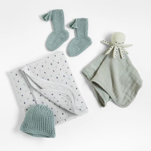 Crate & Kids Octopus 4-Piece Organic Baby Swaddle Gift Set