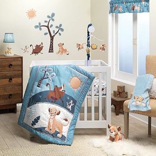 Lambs & Ivy (LAMCR) Lion King Adventure 3-Piece Mini Crib Bedding Set, Blue (790020)