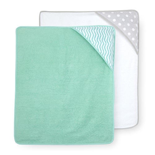 Koala Baby Neutral 2 Pack Grey/Mint Hooded Towel Set