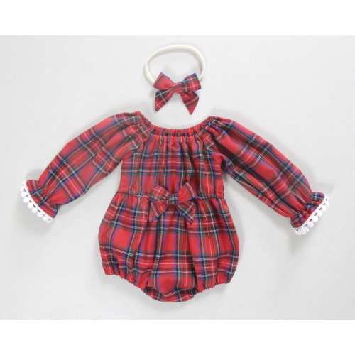 Royal Stewart Tartan outfit, baby girl, long sleeve romper, Tartan Plaid toddler girl, RED GREEN baby girl