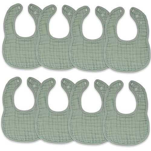 Comfy Cubs Muslin Baby Bibs, Drool Bibs, Adjustable with Easy Snaps, Teething & Drooling, Absorbent Bibs for Boys & Girls