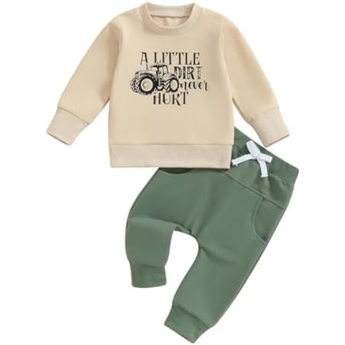 Toddler Baby Boy Fall Winter Clothes Mamas Little Boy Outfit Letter Long Sleeve Sweatshirts and Jogger Pants Set