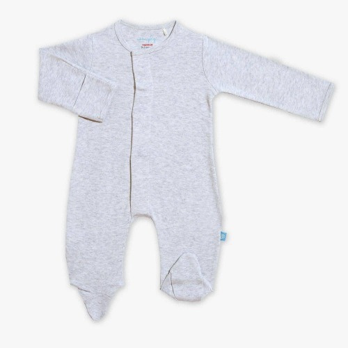 light gray melange organic cotton magnetic footie